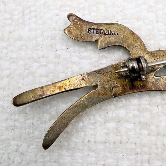 Vintage Sterling Silver Horse Brooch Pin Signed AJW Arrow Southwestern Artisan - Picture 5 of 10